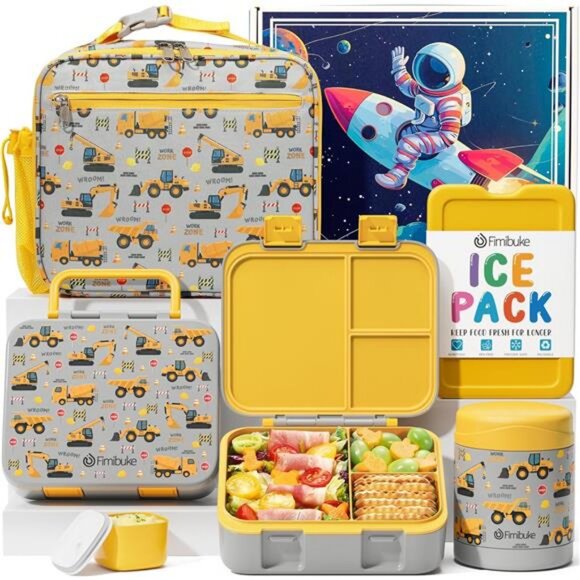 Kids Bento Box with Insulated Lunch Bag, Food Jar & Ice Pack Set - Picture 1 of 8